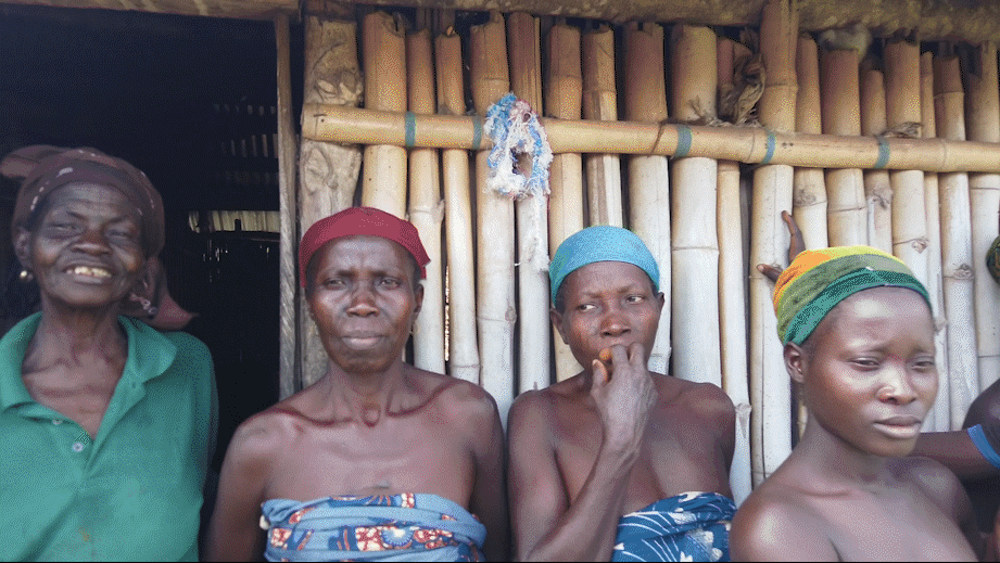 Mujeres de la etnia Holi en su poblado en Benín posando para ser fotografiadas